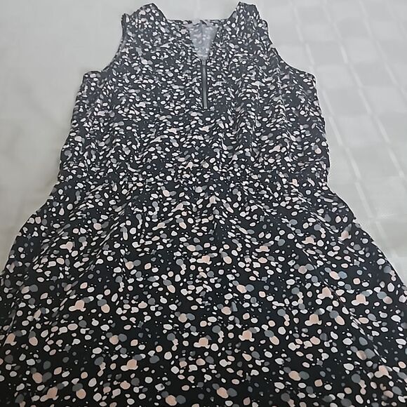 Banana Republic Sleeveless Elastic Waist Mini Cotton Dress Black/Pink Size 8 - Picture 12 of 16